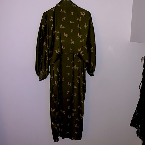 Zara RaRe tiger print satin dress button up size Large - Picture 6 of 6